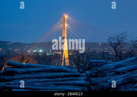 Deutschland, Sachsen, Niederwartha, Elbbrücke Niederwarha bei Dresden, seit Dezember 2011 in Betrieb. Stockfoto