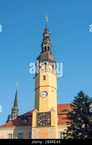 Deutschland, Sachsen. Bautzen, Rathausturm in Bautzen, Oberlausitz. Stockfoto