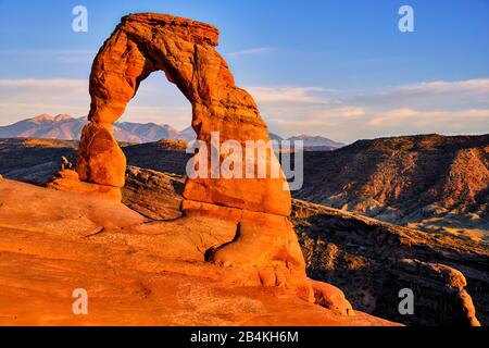 USA, Vereinigte Staaten von Amerika, Utah, Arches National Park, Moab, Delicate Arch Trail, Stockfoto