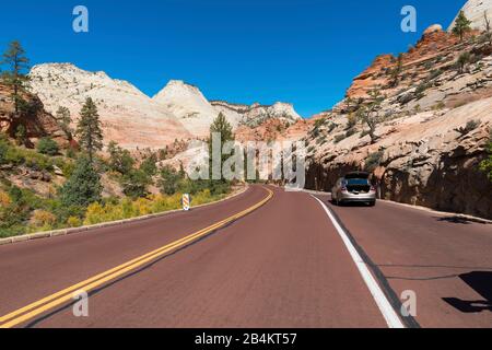 USA, Utah, Washington County, Springdale, Zion National Park, Landschaft am Zion - Mount Carmel Highway Stockfoto