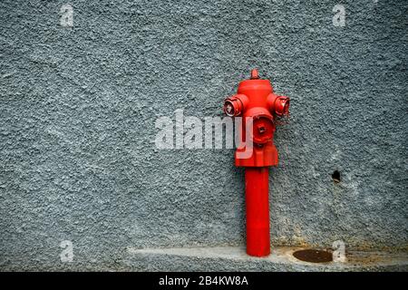 Roter Hydrant, Arco da Calheta, Insel Madeira, Portugal Stockfoto