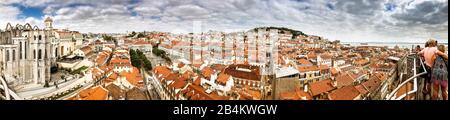 Europa, Portugal, Hauptstadt, Altstadt von Lissabon, Stadtbild, Panorama-Aufnahme, Aussichtspunkt, Plattform des Elevador de Santa Justa, Blick über d Stockfoto