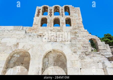 Odeon des Herodes Atticus am Südhang der Akropolis, Athen, Griechenland, Europa, Stockfoto