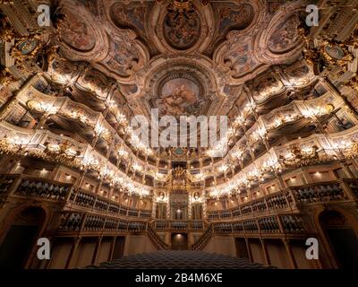 Markgrafen-Oper Bayreuth, inside, UNESCO-Weltkulturerbe, Franconia, Bayern, Deutschland Stockfoto