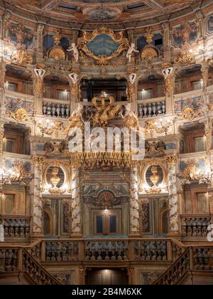 Markgrafen-Oper Bayreuth, inside, UNESCO-Weltkulturerbe, Franconia, Bayern, Deutschland Stockfoto