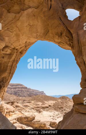 Naher Osten, Israel, Negev-Wüste, Timna Park, Sandstein-Bogen Stockfoto