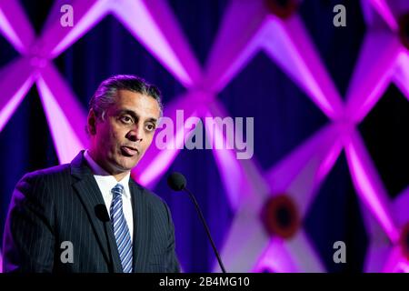 Raj Subramaniam, Präsident, Chief Operating Officer und Direktor der FedEx Corporation, spricht auf dem US-Handelskammer Aviation Summit in Waschen Stockfoto