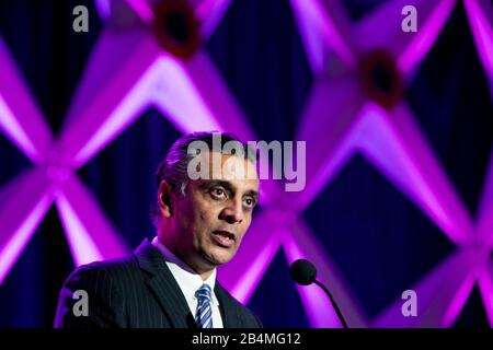 Raj Subramaniam, Präsident, Chief Operating Officer und Direktor der FedEx Corporation, spricht auf dem US-Handelskammer Aviation Summit in Waschen Stockfoto