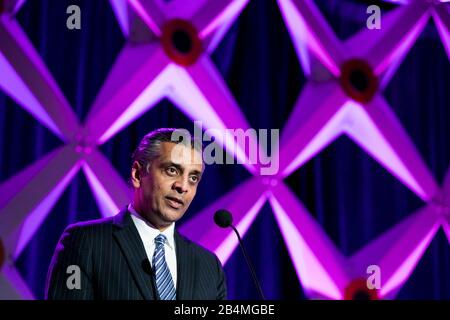 Raj Subramaniam, Präsident, Chief Operating Officer und Direktor der FedEx Corporation, spricht auf dem US-Handelskammer Aviation Summit in Waschen Stockfoto