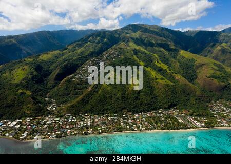 Luftaufnahme von der Westküste von Tahiti, Tahiti, Französisch-Polynesien Stockfoto
