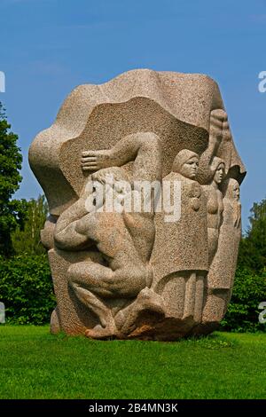 Skulptur, Bildhauer Indulis Ranka, Dainasberg, Sigulda, Lettland, Baltische Staaten Stockfoto