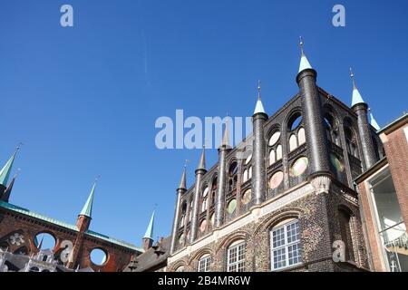 Rathaus, Marktplatz, Lübeck, Schleswig-Holstein, Deutschland, Europa Stockfoto