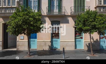 Eines Tages in Málaga; Impressionen aus dieser Stadt in Andalusien, Spanien. Pablo Picassos Geburtshaus. Stockfoto