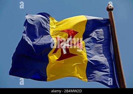 Flagge Madeiras, Garten der Quinta Vigia, Funchal, Madeira, Portugal Stockfoto