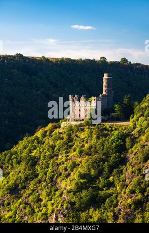 Deutschland, Rheinland-Pfalz, St. Goarshausen, Welterbe-Kulturlandschaft Oberes Mittelrheintal, Schloss Maus Stockfoto