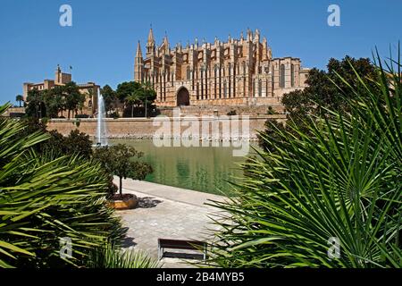 Almudaina-Palast und Kathedrale von Palma de Mallorca, Balearen, Spanien Stockfoto