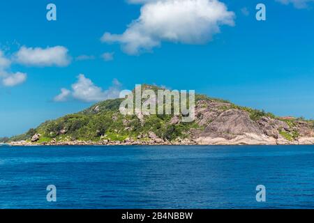 Granit-Felsen auf Round Island, Praslin, Seychellen, Indischer Ozean, Afrika Stockfoto