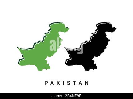 Karte von Pakistan Farbe und Schwarz auf weißem Hintergrund Stock Vektor