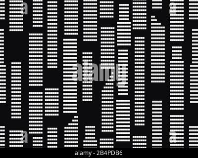 Fenster der Nachtstadt nahtloses Muster. Schwarz-weiße Farbe. Blick auf die Stadt bei Nacht. Licht in den Fenstern. Vektorgrafiken Stock Vektor