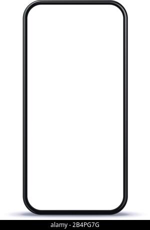 Neues und schwarzes Design-Konzept für Mobiltelefone. Vektor Smartphone Mockup Mit Rahmenlosen Weißen Bildschirm. Isoliert auf transparentem Hintergrund. Stock Vektor