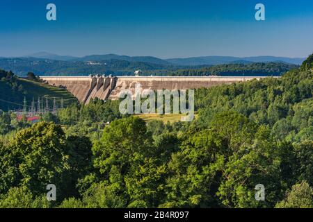 Solina Lake Dam, Bieszczady-Gebirge, Malopolska, Polen Stockfoto