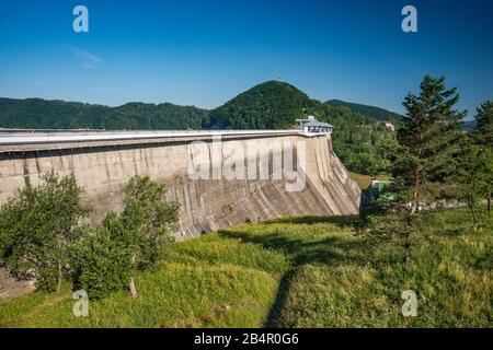 Solina Lake Dam, Bieszczady-Gebirge, Malopolska, Polen Stockfoto