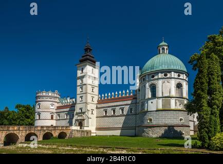 Burg Krasiczyn, 17. Jahrhundert, Renaissance, polnische Manierismusstile, in Krasiczyn, in der Nähe von Przemysl, Malopolska, Polen Stockfoto