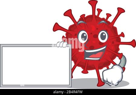 Betacoronavirus mit Cartoon-Maskottchen-Design Stock Vektor