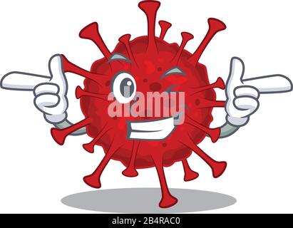 Smiley betacoronavirus Cartoon-Design-Stil mit Augenzwinkern Stock Vektor