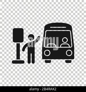 Busbahnhof Symbol im flachen Stil. Auto stop Vector Illustration auf weißem Hintergrund isoliert. Autobus Fahrzeug Business Konzept. Stock Vektor