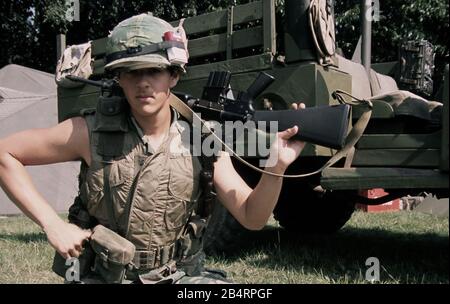 US Rifleman Vietnam 1968 Reenactor Stockfoto