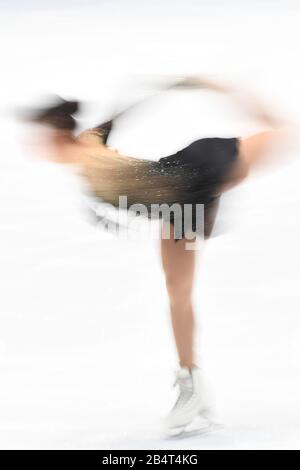 Tallinn, Estland. März 2020. Mana KAWABE aus Japan, während Der "Ladies Free Practice" bei den ISU World Junior Figure Skating Championats 2020 in der Tondiraba-Eishalle, am 07. März 2020 in Tallinn, Estland. Kredit: Aflo Co. Ltd./Alamy Live News Stockfoto