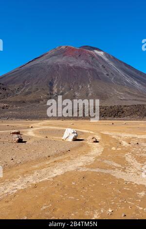 Der Südkrater und der Kegel des Mount Ngauruhoe, Tongariro Alpine Crossing, Neuseeland Stockfoto