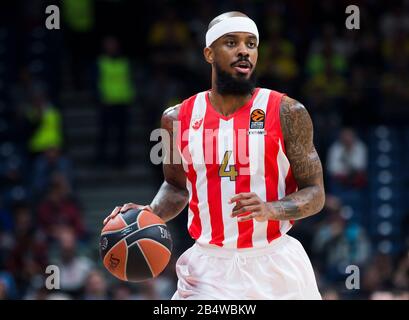 Belgrad, Serbien. März 2020. Lorenzo Brown von Crvena Zvezda mts Belgrad fährt zum Korb. Kredit: Nikola Krstic/Alamy Live News Stockfoto