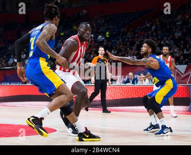 Belgrad, Serbien. März 2020. Michael Ojo von Crvena Zvezda mts Belgrad fährt zum Korb. Kredit: Nikola Krstic/Alamy Live News Stockfoto