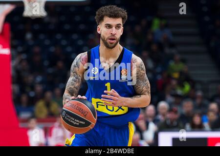 Belgrad, Serbien. März 2020. Scottie Wilbekin von Maccabi Fox Tel Aviv fährt zum Korb. Kredit: Nikola Krstic/Alamy Live News Stockfoto