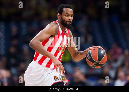 Belgrad, Serbien. März 2020. Kevin Punter von Crvena Zvezda mts Belgrad fährt zum Korb. Kredit: Nikola Krstic/Alamy Live News Stockfoto