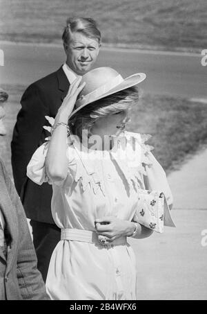 Der Prinz und die Prinzessin von Wales verließen im Juni 1983 den Londoner Flughafen Heathrow in Richtung Kanada. Stockfoto