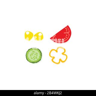 Vektorgrafiken für Gemüsescheiben. Stock Vektor