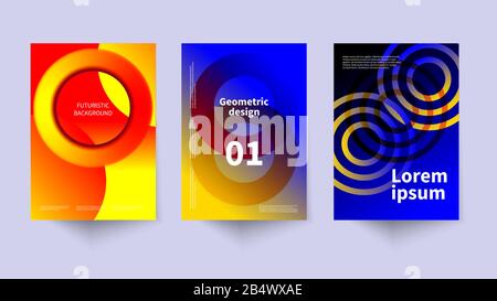 Moderne abstrakte Gradientenplakate, geometrische Trendhintergründe, farbige futuristische Cover, digitale Vektorvorlage Stock Vektor