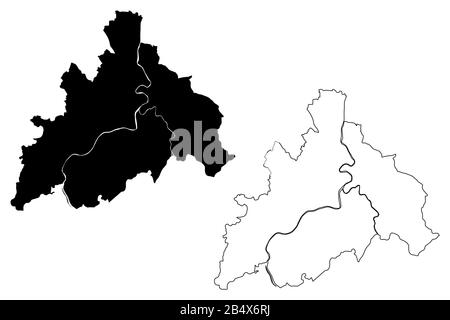 Banja Luka City (Bosnien und Herzegowina, Bosnien-Herzegowina, Republika Srpska) Karte Vektor-Illustration, Skizze Stadt Banjaluka Karte Stock Vektor