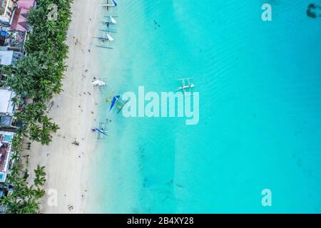 Luftbild des Boracay-Strandes auf den Philippinen Stockfoto