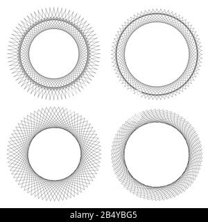 4 runde Zierrahmen. Designelemente für Logos, Web, Illustrationen. Vektorgrafiken Stock Vektor