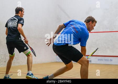 Karlsruhe, Deutschland. März 2020. Robin Ebert im Vorhand. Ges/Squash/Bundesliga: 1. SC Karlsruhe - Moskitos Waiblingen, 7. März 2020 weltweite Nutzung Credit: Dpa / Alamy Live News Stockfoto