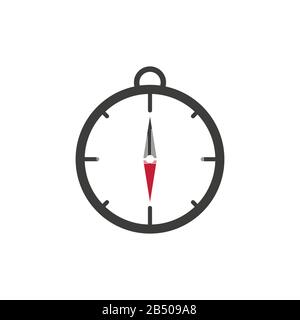 Kompasssymbol, Kompasssymbol flach weiß, hinten rund. EPS10 Stock Vektor