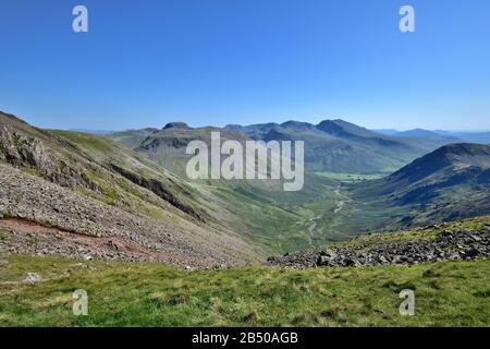 Blick vom Wind Gap auf das Mosedale Tal Stockfoto