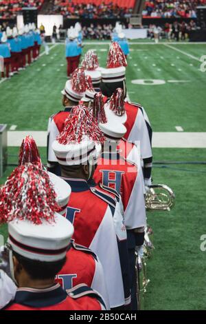 Die Honda Battle of the Bands bringt die besten HBCU-Marching Bands, Tanzteams und Drum Majors für eine Ausstellung im Georgia Dome in Atlanta. Stockfoto