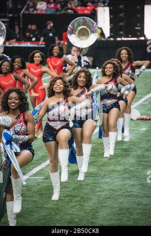 Die Honda Battle of the Bands bringt die besten HBCU-Marching Bands, Tanzteams und Drum Majors für eine Ausstellung im Georgia Dome in Atlanta. Stockfoto