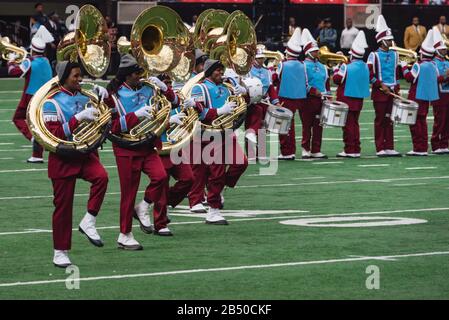 Die Honda Battle of the Bands bringt die besten HBCU-Marching Bands, Tanzteams und Drum Majors für eine Ausstellung im Georgia Dome in Atlanta. Stockfoto