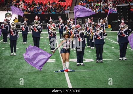 Die Honda Battle of the Bands bringt die besten HBCU-Marching Bands, Tanzteams und Drum Majors für eine Ausstellung im Georgia Dome in Atlanta. Stockfoto